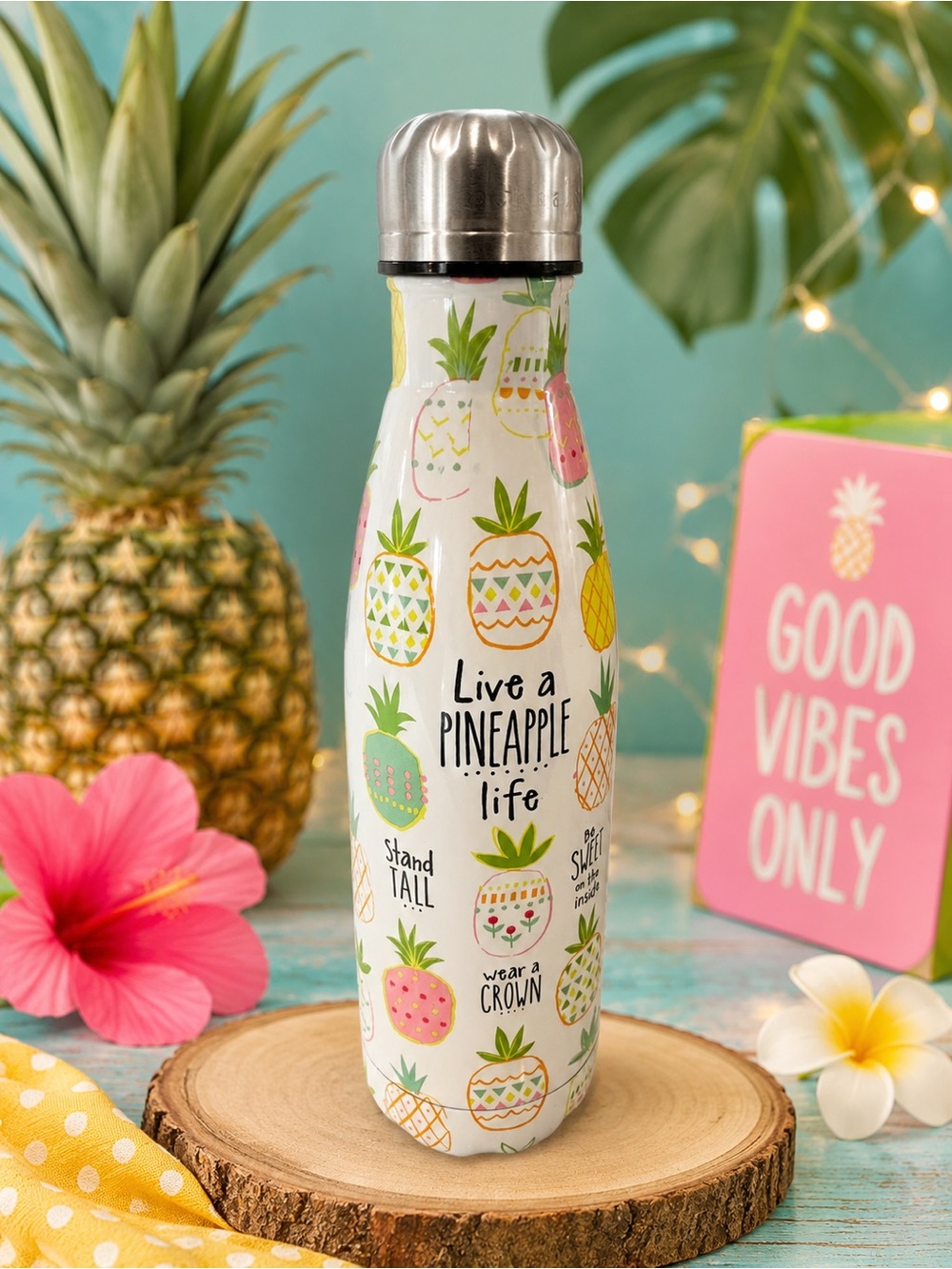 Natural Life Boho Pineapple SS Water Bottle
